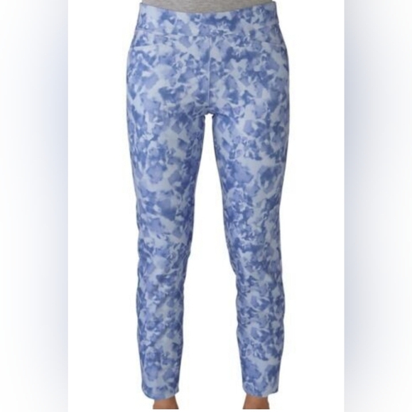 Adidas Blue and White Camo Marbled Gym Training Cropped Leggings S - Picture 1 of 4